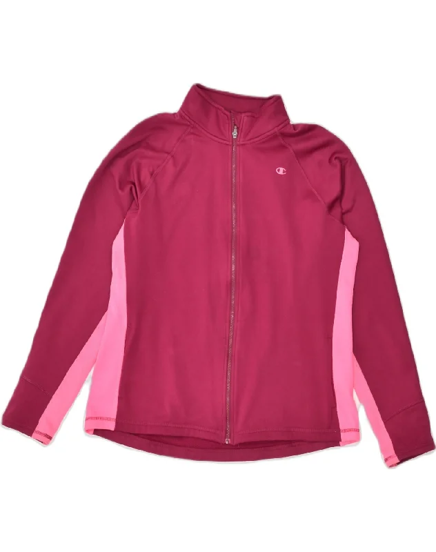 CHAMPION Womens Tracksuit Top Jacket UK 18 XL Pink Colourblock Polyester