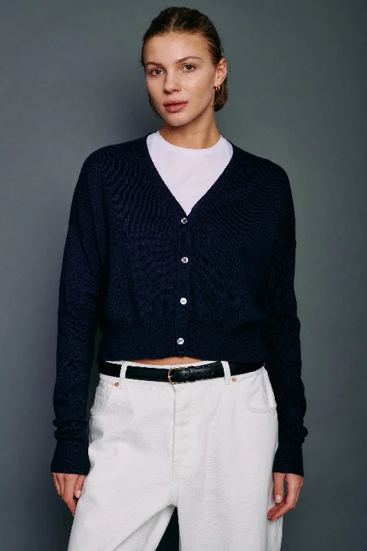 Cotton Cashmere Cropped Cardigan