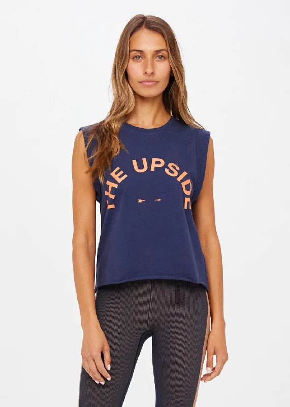 Cropped Muscle Tank- Navy