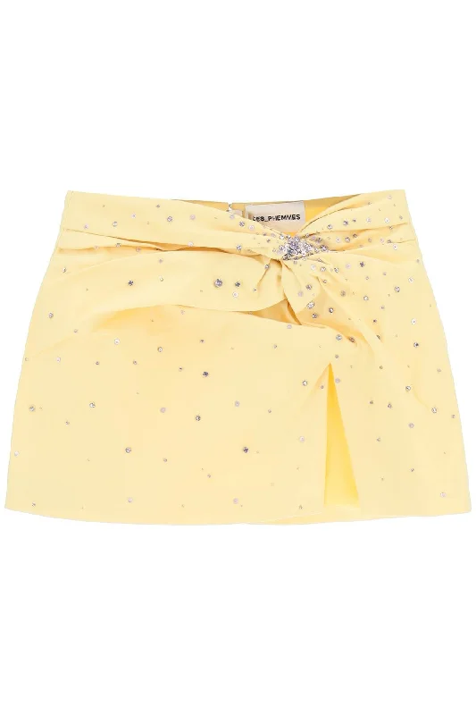 Des phemmes mini skirt with crystals DP416N BANANA