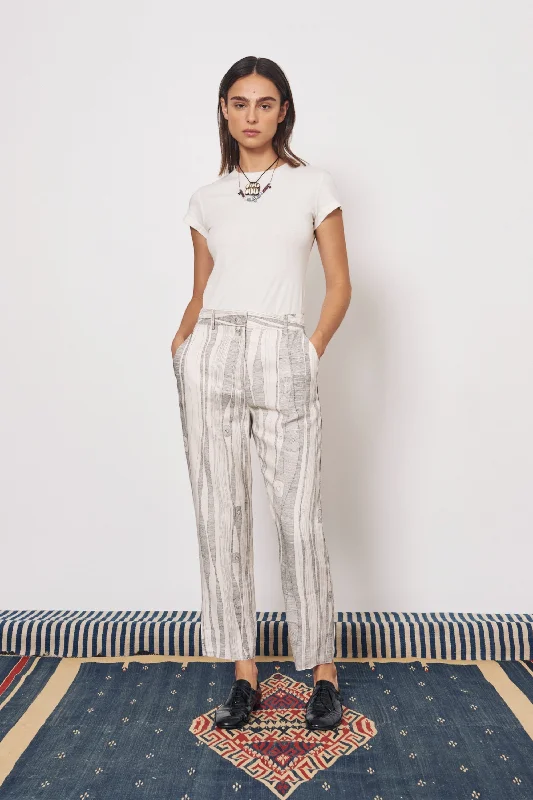 Silk Linen Dirty White Black Print Narobi Pant