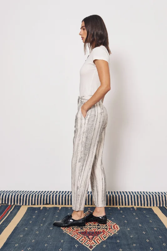 Silk Linen Dirty White Black Print Narobi Pant