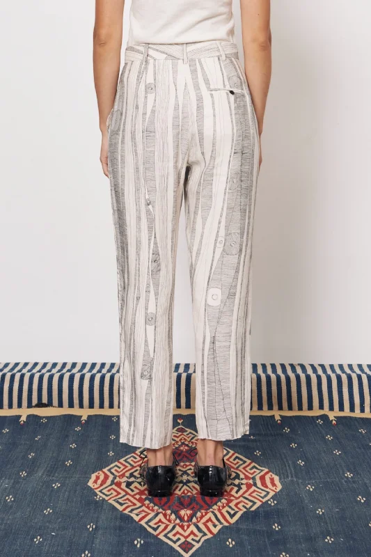 Silk Linen Dirty White Black Print Narobi Pant