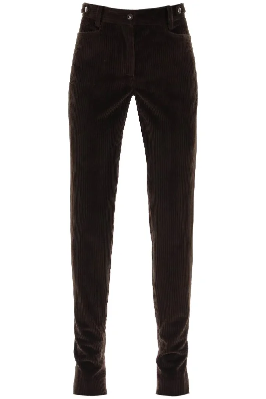 Dolce & gabbana bell-bottom corduroy pants FTCX7T FUWDU MARRONE SCURO 3