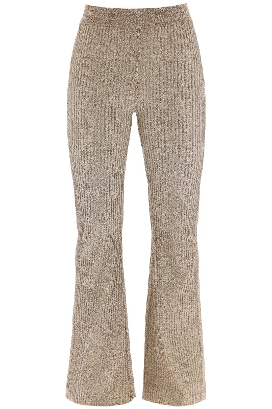 Ganni melange rib knit pants K1897 BRANDY BROWN