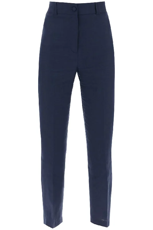 Hebe studio 'loulou' linen trousers H223 LOPN LN NAVY CALYPSO