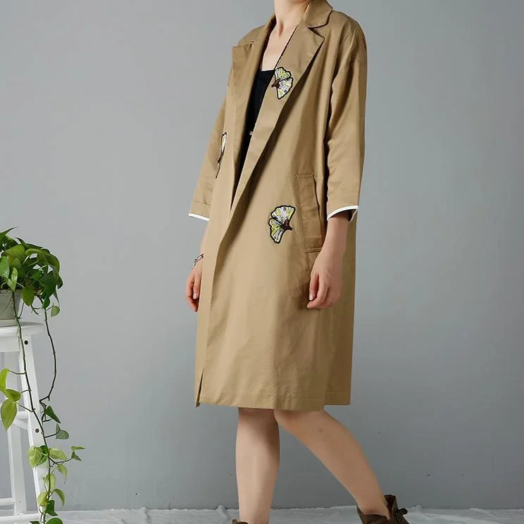 Khaki plus size woman coats oversize trench cardigans