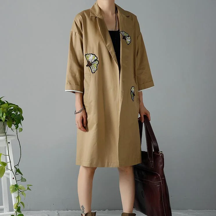 Khaki plus size woman coats oversize trench cardigans