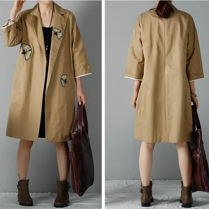 Khaki plus size woman coats oversize trench cardigans