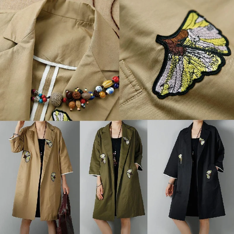 Khaki plus size woman coats oversize trench cardigans