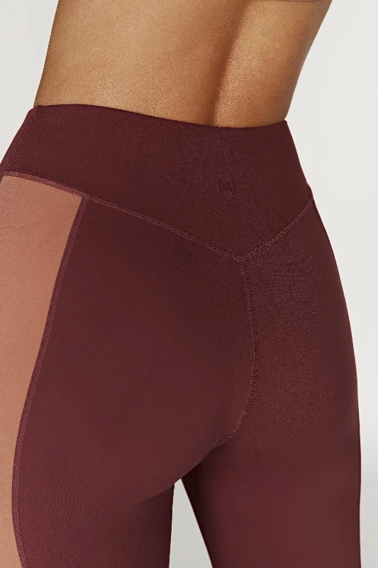 Libby Two Tone Panel Leggings - Mahogany/Tan