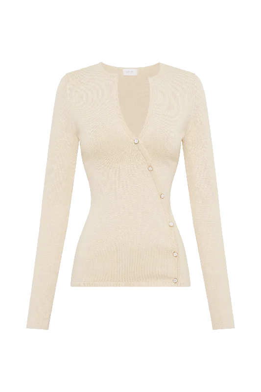 Maisie Asymmetrical Knit Top - Cream