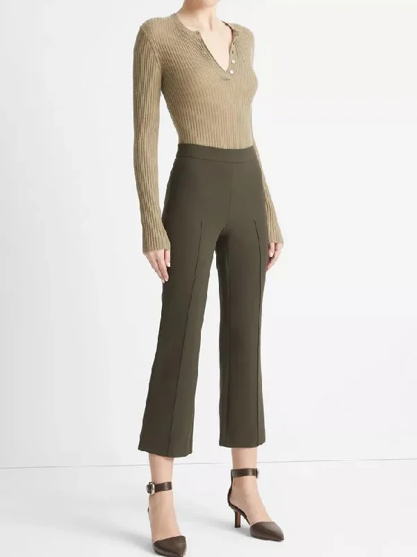 Mid-Rise Pintuck Crop Flare Pant