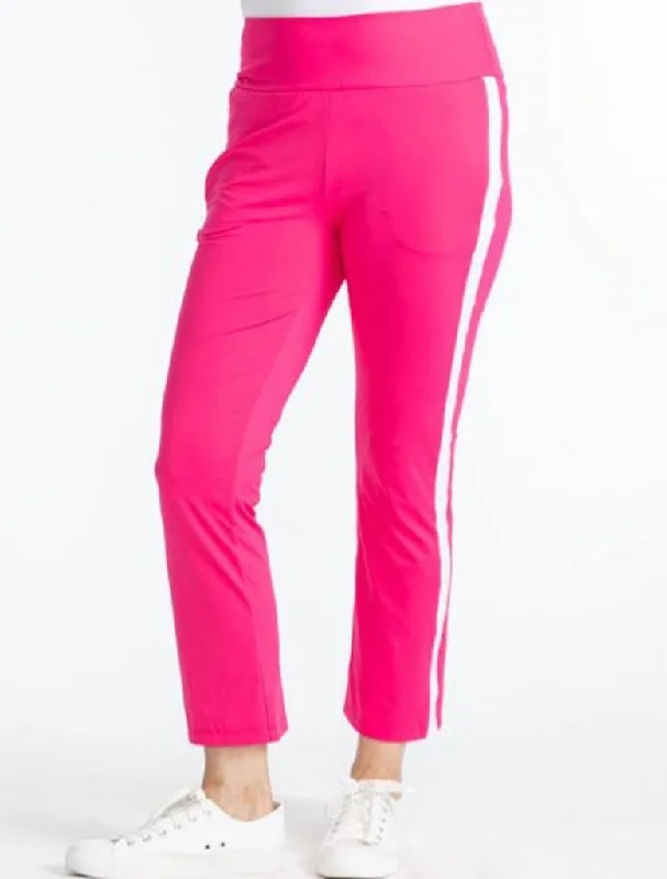 New Kinona Bright Pink Golf Capri Pants with White Stripe. Size S MSP$100