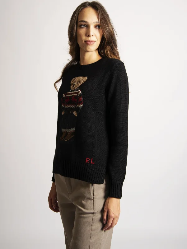 Maglia in Cotone con Polo Bear Black Multi