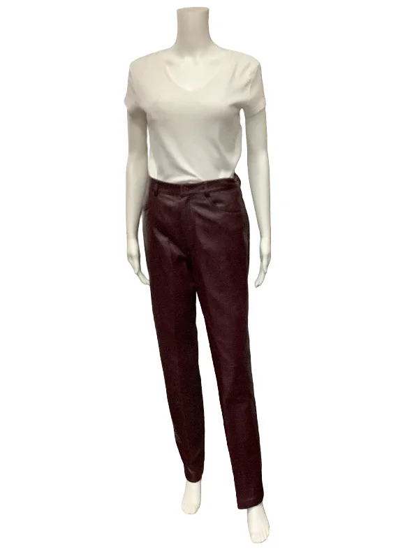 Real Clothes Pant Maroon Leather High Rise Size: 4