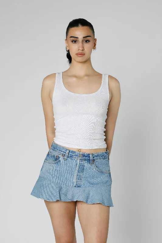 Rework Denim Flounce Skirt - M