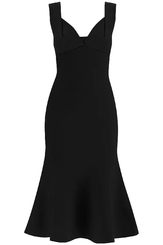 Roland mouret fluted hem midi dress 003X BLACK