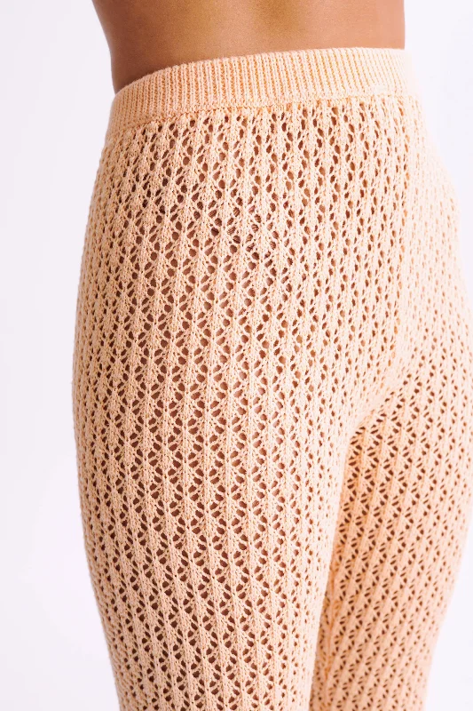 Rosana Crochet Straight Leg Pants - Apricot