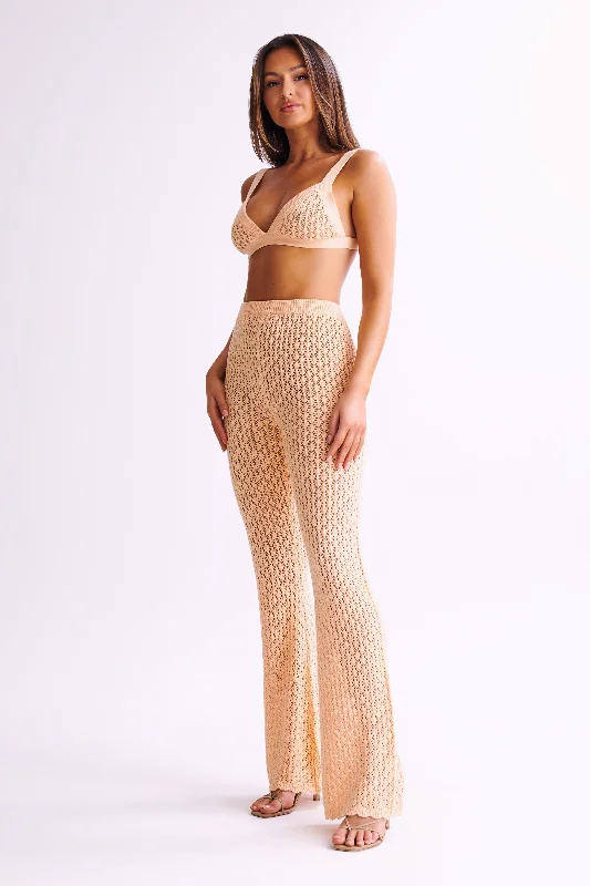 Rosana Crochet Straight Leg Pants - Apricot