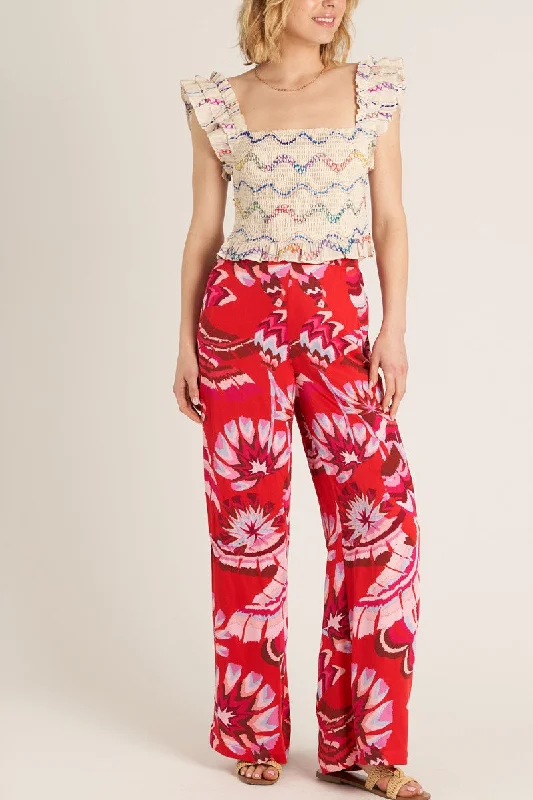 Scarlett Red Flowy Beach Pant