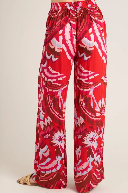 Scarlett Red Flowy Beach Pant