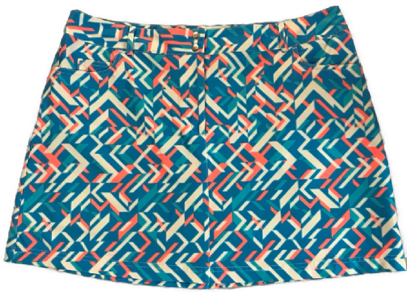 Slazenger White Blue Aqua and Coral Geometric Golf Skort SIze 14