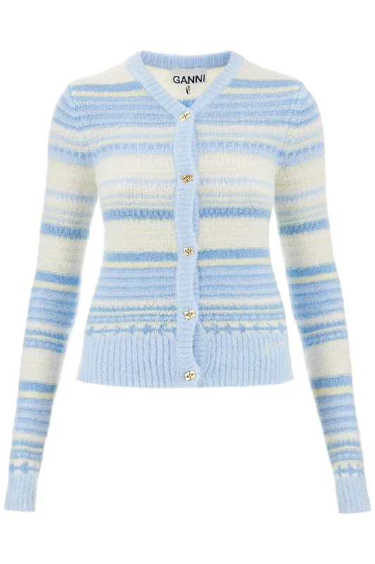 soft striped cardigan with fluffy K2257 SKYWAY