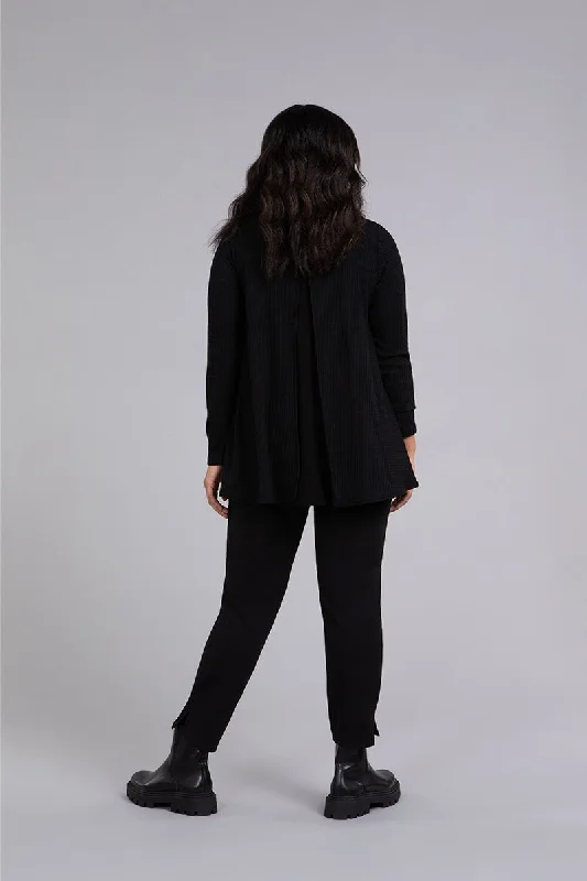 Split Back Waffle Sweater | Black