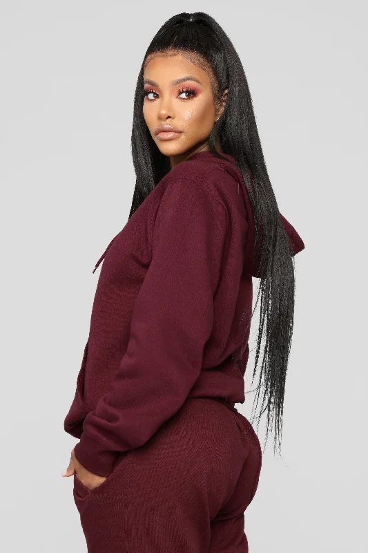 Stole Your Boyfriend's Oversized Hoodie - Burgundy