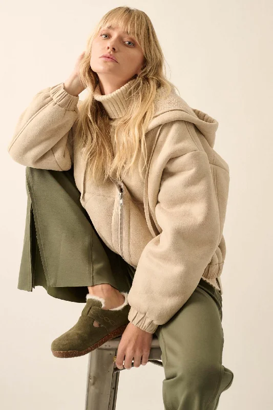 Stone Cold Vegan Suede Sherpa-Lined Hooded Jacket