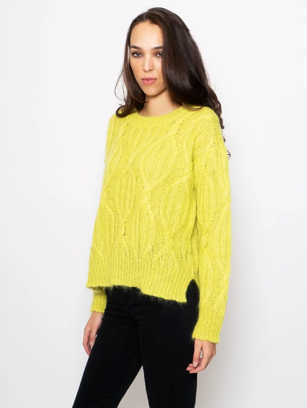 Maglia a Trecce in Mohair Kiwi Fluo