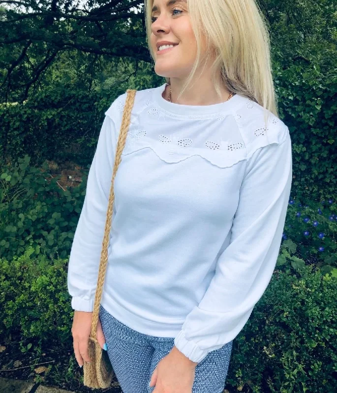 White Brinley Bee Broderie Sweatshirt