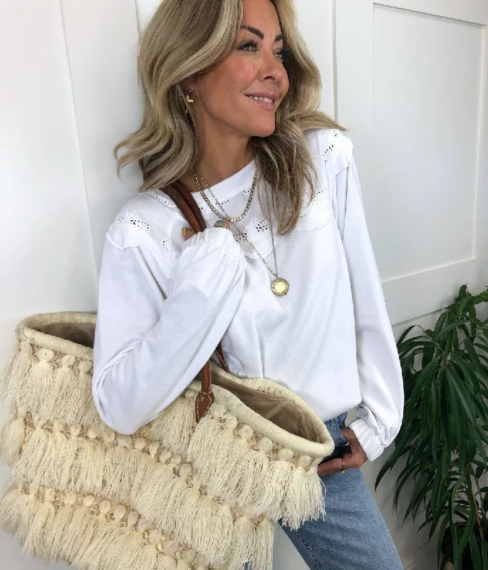 White Brinley Bee Broderie Sweatshirt