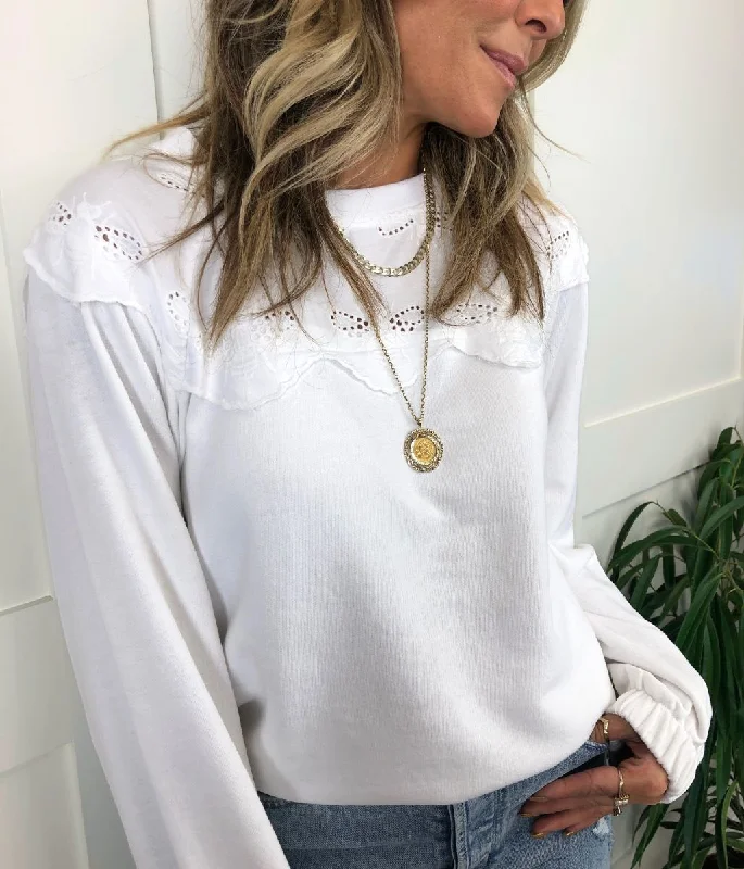 White Brinley Bee Broderie Sweatshirt