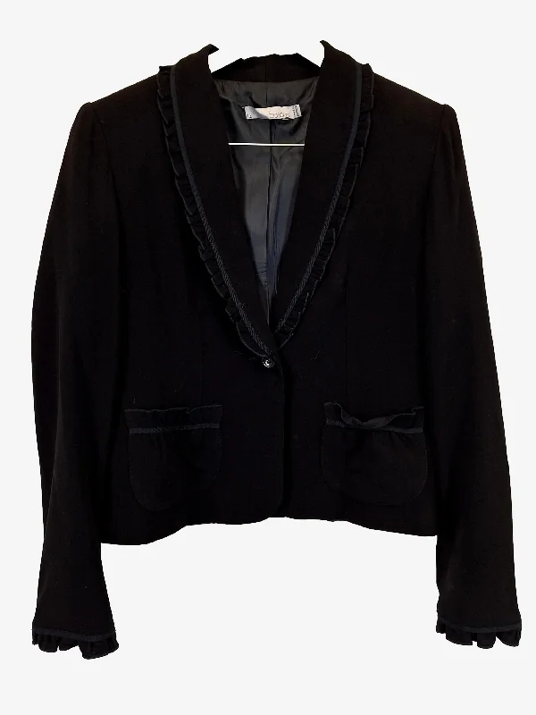 Basque Frilled Single Breasted Blazer Size 12