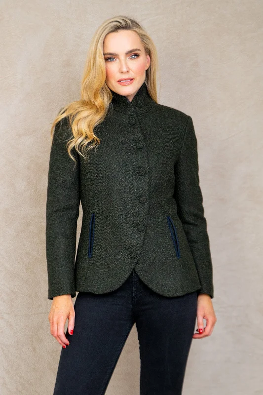 Nicole Tweed Jacket - Green Herringbone