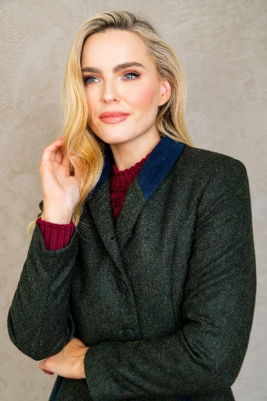 Nicole Tweed Jacket - Green Herringbone