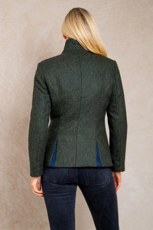 Nicole Tweed Jacket - Green Herringbone